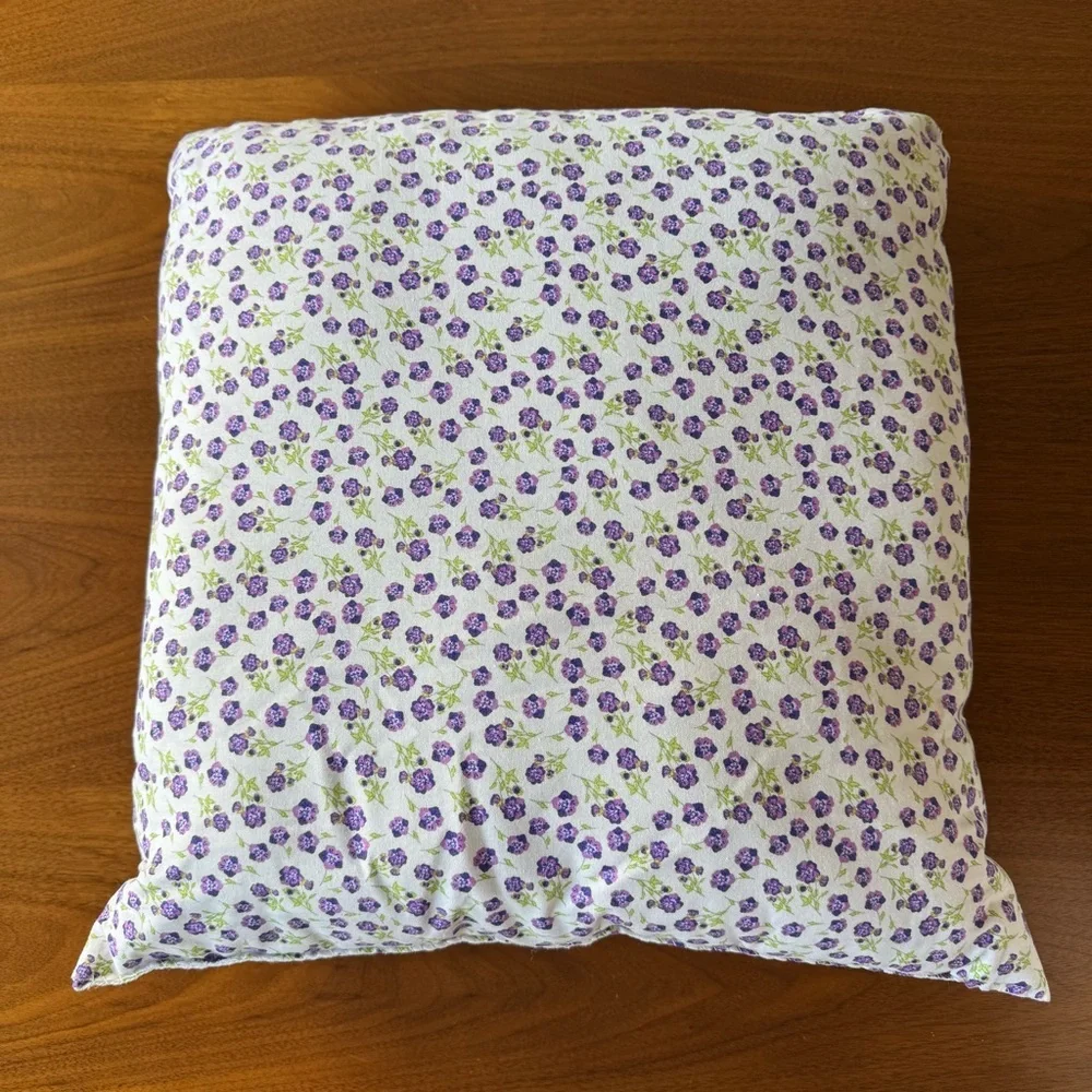 Vintage Wisconsin Handkerchief Pillow Violets Shabby Chic Retro Country Decor